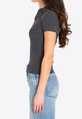 Max Mara Albero Ribbed Wool Polo T-shirt Gray 261136117-1600-008