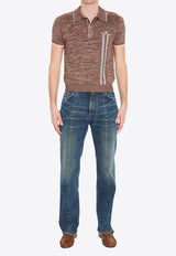 Versace Mouliné Knit Polo T-shirt Brown 1024448-1A17685-1N100