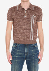 Versace Mouliné Knit Polo T-shirt Brown 1024448-1A17685-1N100