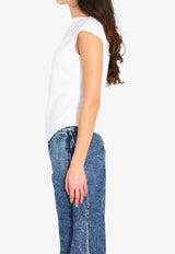 Alaïa Boat-Neck Sleeveless Top White AA9I0021J095C--000