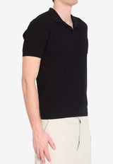 Roberto Collina Ribbed Knit Polo T-shirt Black 261MYA13124--09