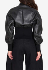 Alaïa Cinched Cropped Bomber Jacket Black AA9V1236C228C--995