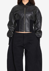 Alaïa Cinched Cropped Bomber Jacket Black AA9V1236C228C--995
