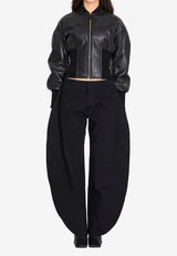 Alaïa Cinched Cropped Bomber Jacket Black AA9V1236C228C--995