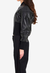 Alaïa Cinched Cropped Bomber Jacket Black AA9V1236C228C--995