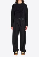 Loewe Anagram Wool-Blend Cropped Sweater Black S359Y14KJM--1100