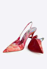 Christian Louboutin Miss Z 100 Peony Print Slingback Pumps Multicolor 1260474-J646-MULTICOLOR