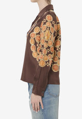 Versace Printed Silk Twill Shirt Brown 1024231-1A17952-5N940
