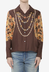 Versace Printed Silk Twill Shirt Brown 1024231-1A17952-5N940