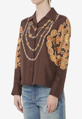 Versace Printed Silk Twill Shirt Brown 1024231-1A17952-5N940