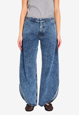 Alaïa Petals Wide-Leg Jeans Blue AA9P0253T535C--524