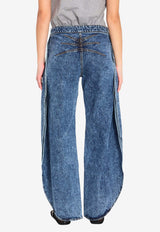 Alaïa Petals Wide-Leg Jeans Blue AA9P0253T535C--524