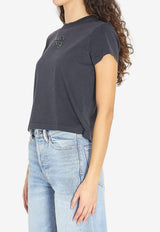 Alexander Wang Raised Logo Faded Shrunken T-shirt Black 4CC1261221--011