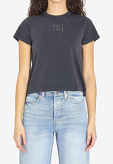 Alexander Wang Raised Logo Faded Shrunken T-shirt Black 4CC1261221--011