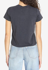 Alexander Wang Raised Logo Faded Shrunken T-shirt Black 4CC1261221--011