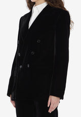 Saint Laurent Cassandre Double-Breasted Velvet Blazer Black 842990-Y525R-1000