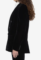 Saint Laurent Cassandre Double-Breasted Velvet Blazer Black 842990-Y525R-1000