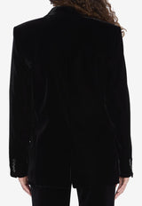 Saint Laurent Cassandre Double-Breasted Velvet Blazer Black 842990-Y525R-1000