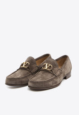 Valentino VLogo Signature Suede Loafers Gray 8Y2S0J68-UZM-C4P