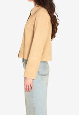 Arma Emy Suede Leather Jacket Beige 006L26100602--BEIGE