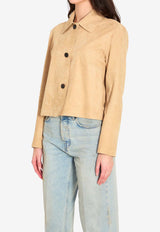 Arma Emy Suede Leather Jacket Beige 006L26100602--BEIGE