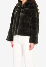 Yves Salomon Reversible Rabbit Fur Jacket Green 26WYV30158-REXX-A8001
