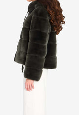 Yves Salomon Reversible Rabbit Fur Jacket Green 26WYV30158-REXX-A8001