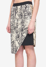 Emanuel Ungaro Animalier Print Asymmetric Skirt Beige 22413-.-