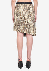 Emanuel Ungaro Animalier Print Asymmetric Skirt Beige 22413-.-