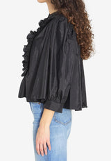 Chloé Ruffled Taffeta Blouse Black CH26SHT28102--001
