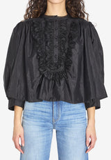 Chloé Ruffled Taffeta Blouse Black CH26SHT28102--001