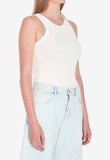 Alaïa Sculpting Ribbed Knit Bodysuit Top White AA9B0382J085B--020