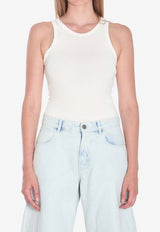 Alaïa Sculpting Ribbed Knit Bodysuit Top White AA9B0382J085B--020