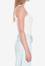 Alaïa Sculpting Ribbed Knit Bodysuit Top White AA9B0382J085B--020