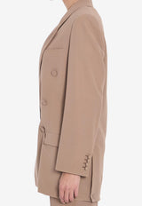 Saint Laurent Double-Breasted Silk Crepe Blazer Beige 812441-Y7I21-2141