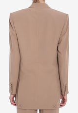 Saint Laurent Double-Breasted Silk Crepe Blazer Beige 812441-Y7I21-2141