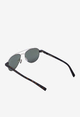 Saint Laurent Double-Bridge Aviator Sunglasses Gray 843061-Y9965-8163