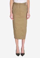 TheLatest High-Rise Pencil Midi Skirt Beige TLW09008T0176-ABTP-T0031