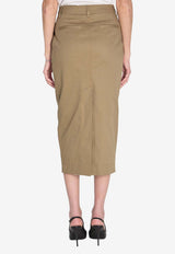 TheLatest High-Rise Pencil Midi Skirt Beige TLW09008T0176-ABTP-T0031