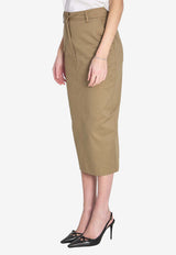 TheLatest High-Rise Pencil Midi Skirt Beige TLW09008T0176-ABTP-T0031