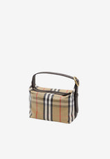 Burberry Mini Highlands Checked Top Handle Bag Beige 8119773--A2021
