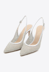 Gianvito Rossi Nikki 95 Metallic Mesh Slingback Pumps Silver G95628-95RIC-ARAR