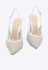 Gianvito Rossi Nikki 95 Metallic Mesh Slingback Pumps Silver G95628-95RIC-ARAR
