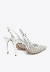 Gianvito Rossi Nikki 95 Metallic Mesh Slingback Pumps Silver G95628-95RIC-ARAR