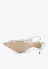 Gianvito Rossi Nikki 95 Metallic Mesh Slingback Pumps Silver G95628-95RIC-ARAR