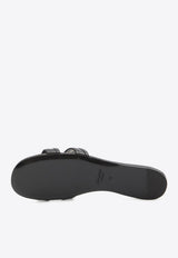 Saint Laurent Mabrouka Grained Leather Flat Sandals Black 861853-25V00-1000
