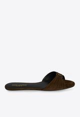 Saint Laurent Babylone Suede Flat Sandals Brown 869658-27D00-2319