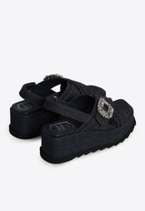 Roger Vivier Slidy Viv' 65 Slingback Denim Wedge Sandals Denim RVW77544720-EMNU-820