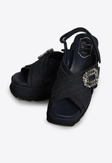 Roger Vivier Slidy Viv' 65 Slingback Denim Wedge Sandals Denim RVW77544720-EMNU-820