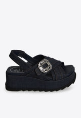 Roger Vivier Slidy Viv' 65 Slingback Denim Wedge Sandals Denim RVW77544720-EMNU-820